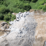 Overhead drone view of waste piles at the AMG Resources site in Llanelli