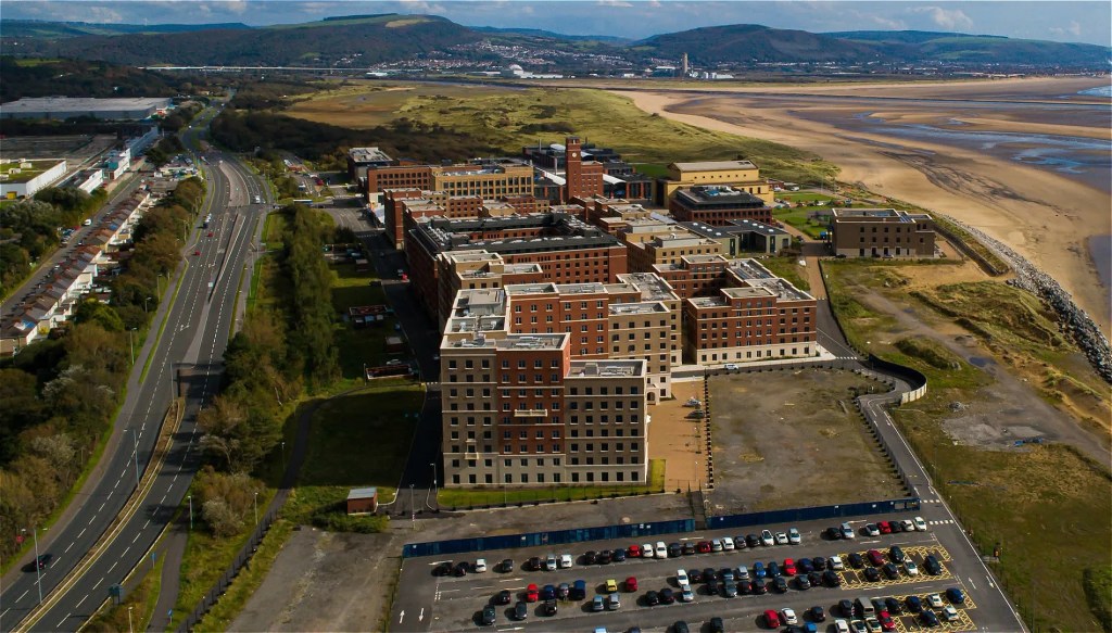 Aerial view of Swansea University's Bay Campus
