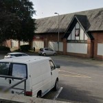 The former Wilko store at Friars Park, Carmarthen, with its mock-Tudor gable and shuttered frontage