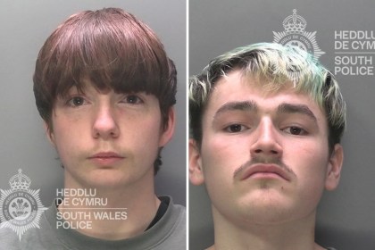 Custody photographs of Junior Evans and Kurtis James side by side