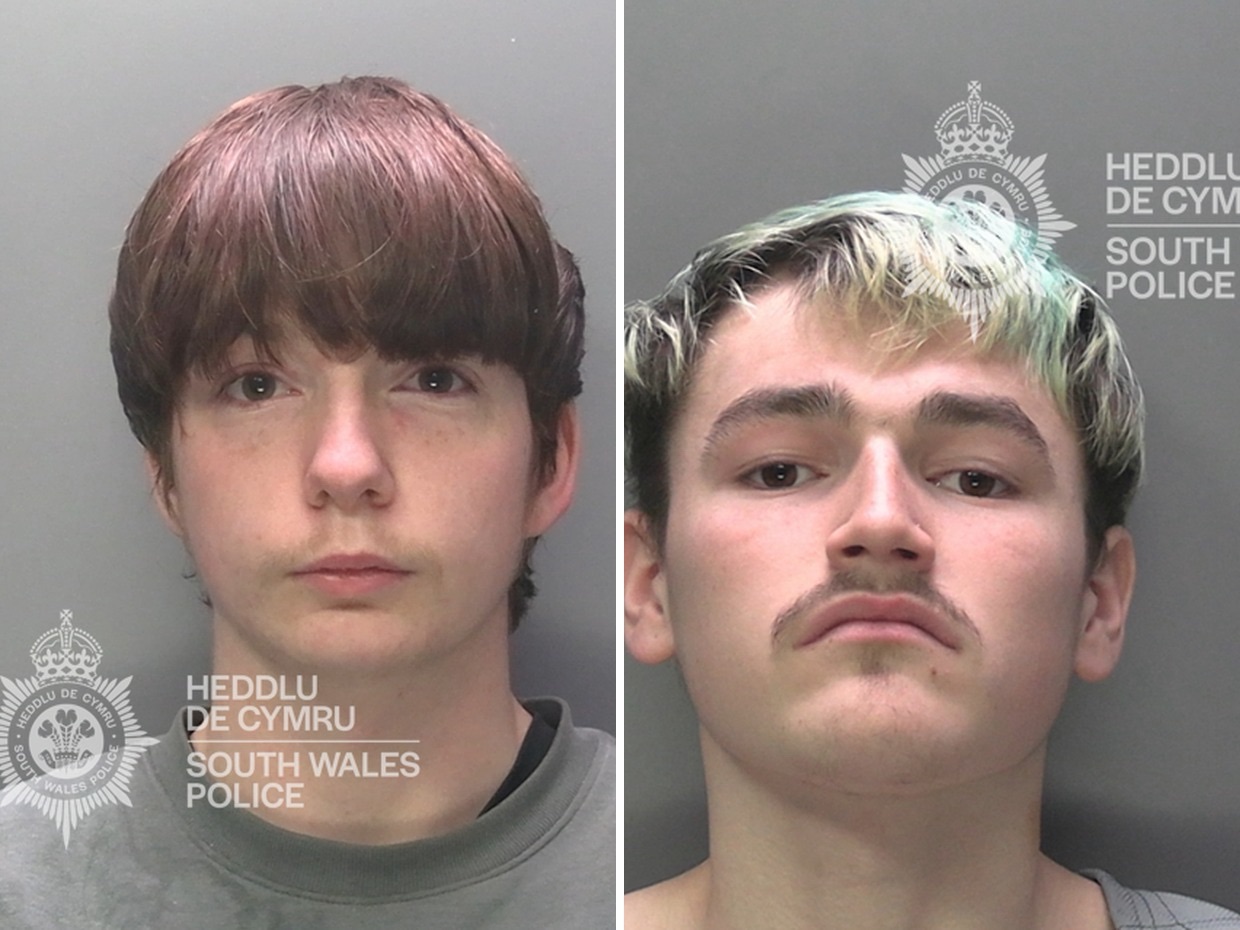 Custody photographs of Junior Evans and Kurtis James side by side