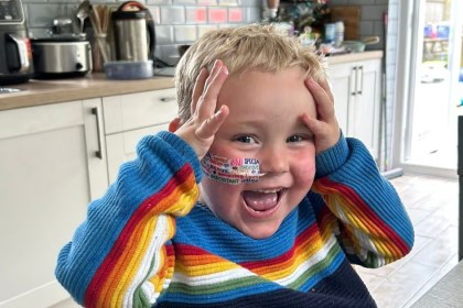Morgan Ridler, a young boy, smiling at the camera