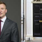 Split image of Swansea West MP Torsten Bell alongside the black front door of 11 Downing Street