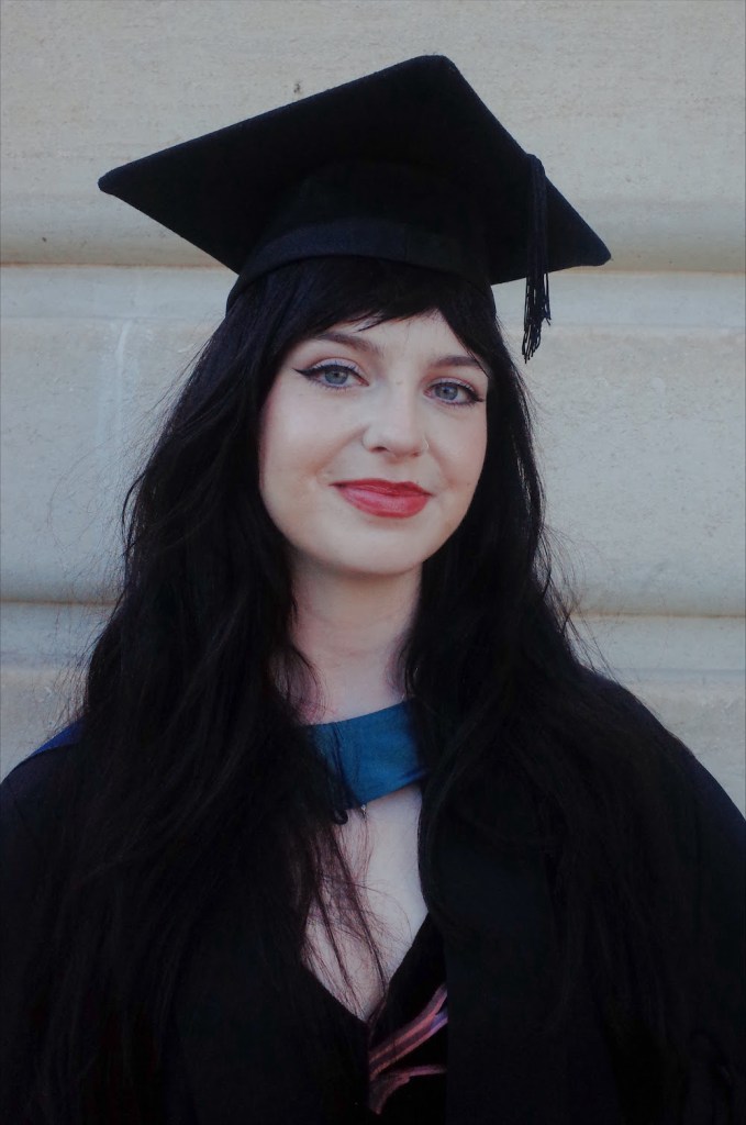 Carys Bristowe-Davies in graduation cap and gown