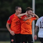 Pure Swansea full-back Dan Ingram celebrating his goal against Pontypridd United