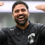 Swansea City head coach Vitor Matos speaking after the game at Pride Park