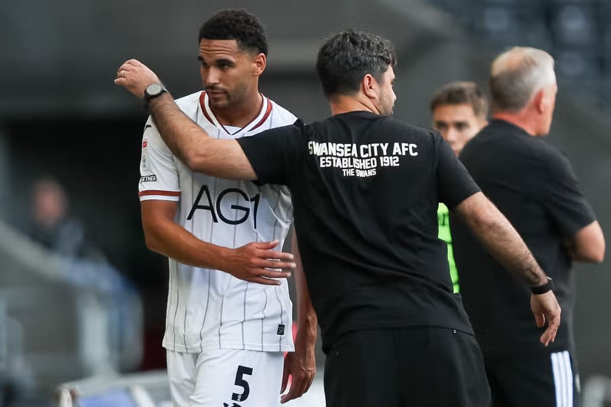 Swansea City captain Ben Cabango in action