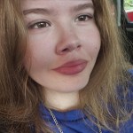 Erin O'Keefe, a 16-year-old with long light brown hair wearing a blue top, photographed in a car