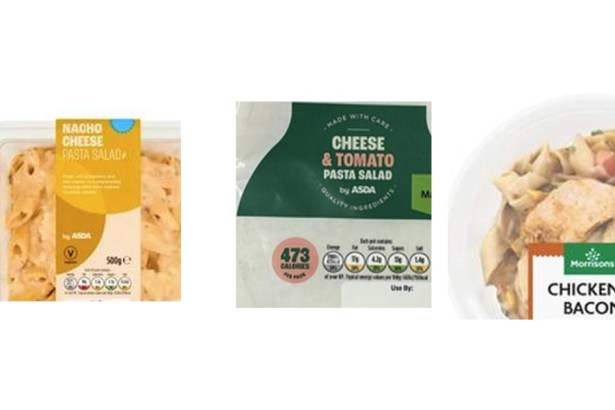 The three recalled pasta products from Asda and Morrisons shown side by side