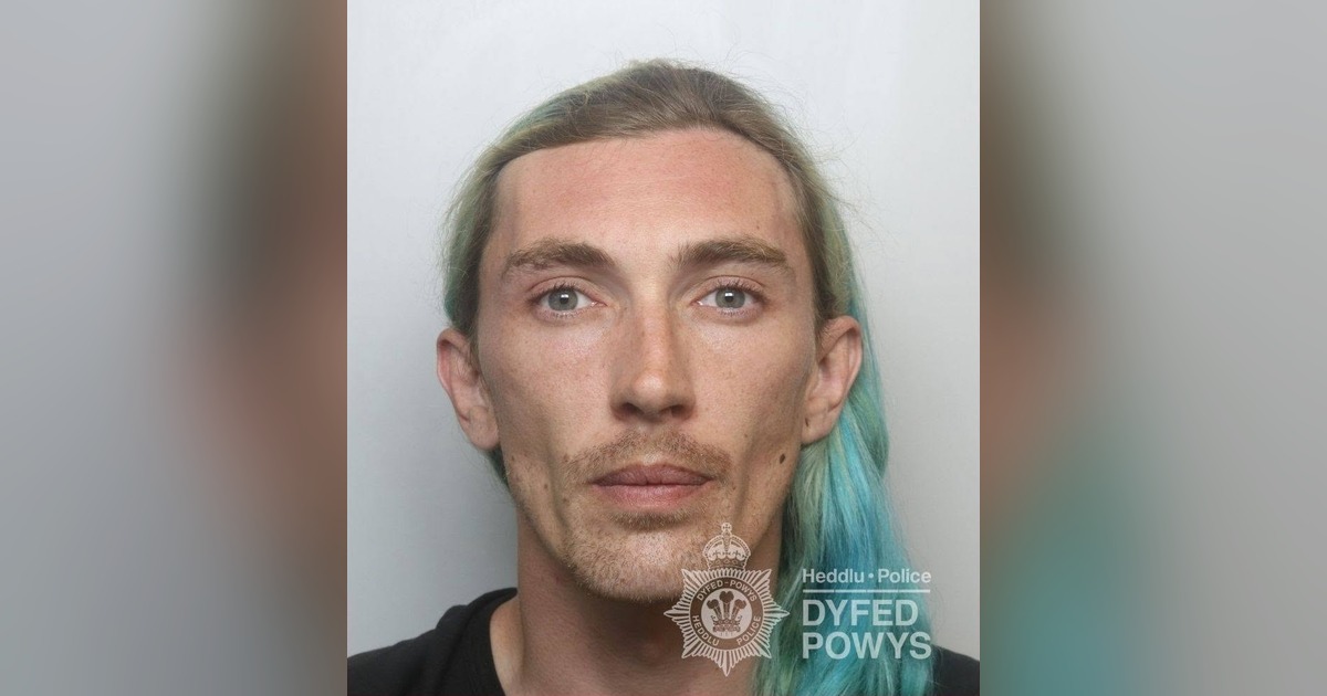 Custody image of Jordan Richards with the Dyfed-Powys Police watermark