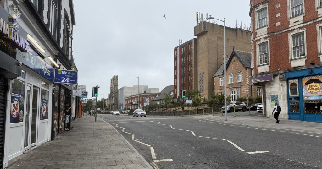 St Helen’s Road in Swansea looking along the stretch past the YMCA building