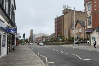 St Helen's Road in Swansea looking along the stretch past the YMCA building