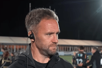 Ospreys head coach Mark Jones speaking after the game at Coventry