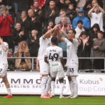Swansea City in action against Burnley at the Swansea.com Stadium