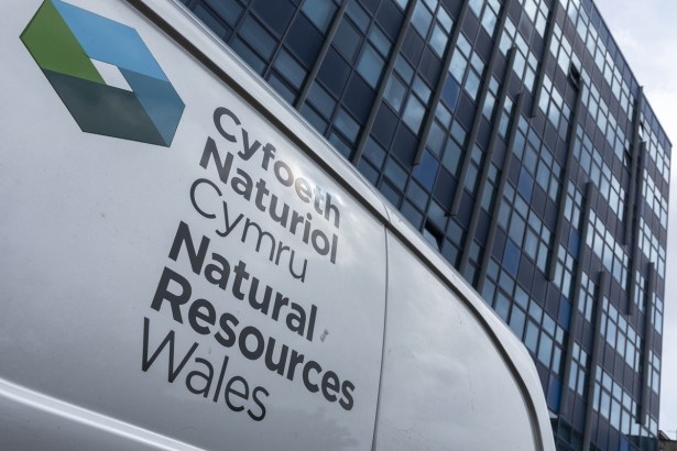 A Natural Resources Wales branded van parked outside the body's offices