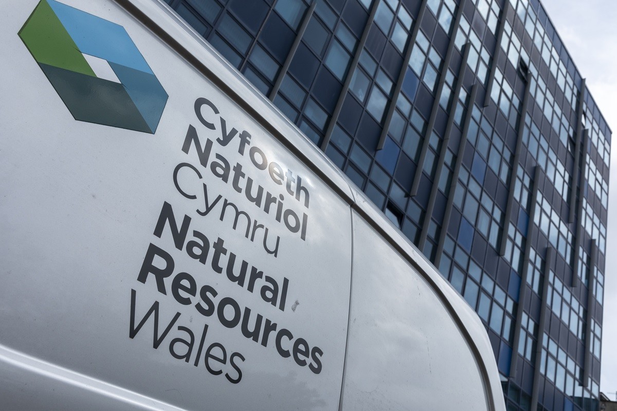 A Natural Resources Wales branded van parked outside the body's offices