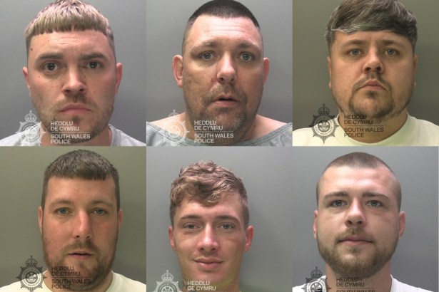 Custody photographs of the six jailed men: Sean McCabe, Michael Brain, Joshua Pope, Daniel Bryant, Jake Thomas and Steffan Hopkins