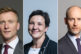 Three-panel composite of Swansea West MP Torsten Bell, Gower MP Tonia Antoniazzi and Aberafan Maesteg MP Stephen Kinnock