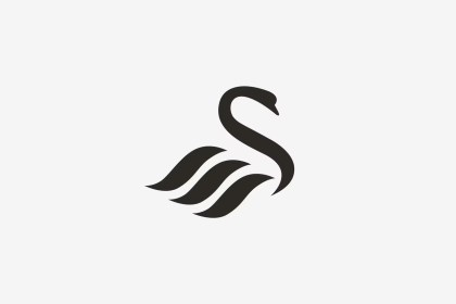 The Swansea City swan crest without lettering, on a pale grey background