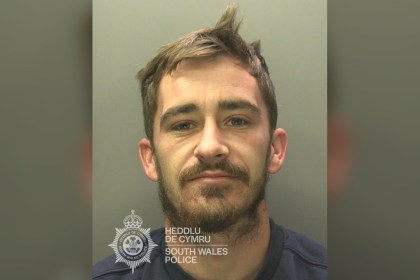 South Wales Police custody photograph of Caeran Evans, 27, from Penlan, Swansea
