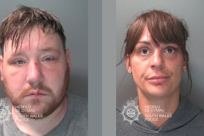 Custody photographs of Craig Godfrey, left, and Michaela Nicholls, right, side by side