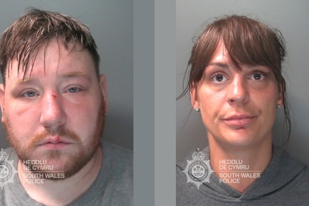 Custody photographs of Craig Godfrey, left, and Michaela Nicholls, right, side by side