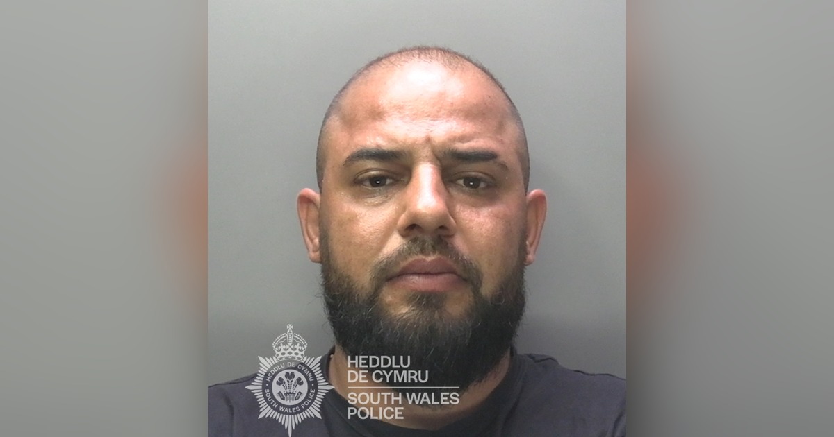 South Wales Police custody photograph of David Novac, a man with a shaved head and a dark beard