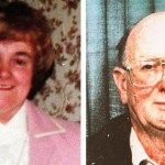 Side-by-side photographs of Megan Tooze, smiling in a pink jacket, and Harry Tooze, in glasses and a dark jumper