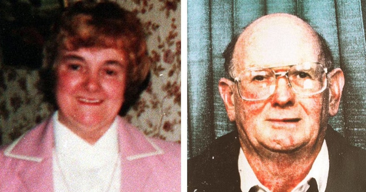 Side-by-side photographs of Megan Tooze, smiling in a pink jacket, and Harry Tooze, in glasses and a dark jumper