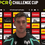 Ospreys fly-half Lawson Creighton speaking at an EPCR Challenge Cup press conference