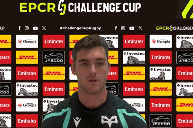 Ospreys fly-half Lawson Creighton speaking at an EPCR Challenge Cup press conference