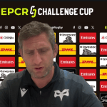Ospreys first team coach Richard Kelly speaking at an EPCR Challenge Cup press conference