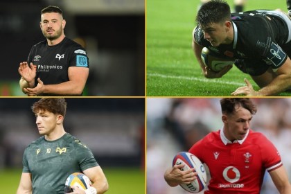 Four-way split of Ospreys players Gareth Thomas, Reuben Morgan-Williams, Dan Edwards and Tom Rogers